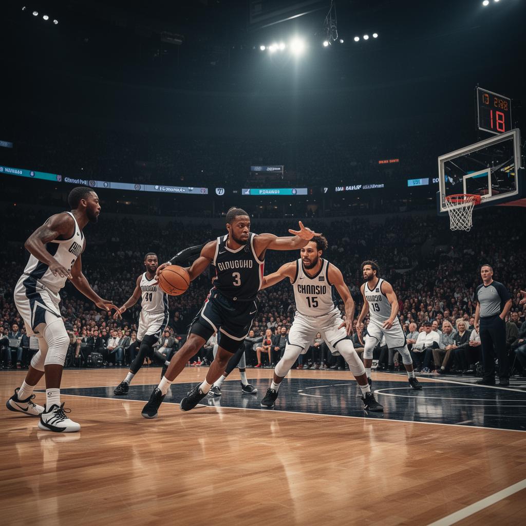 Basketball game action